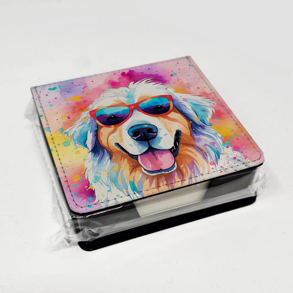 Great Pyrenees Hippie Dawg PU Leather Note Paper Holder with Artist-Designed Cover, Desk Accessory, Office Gift