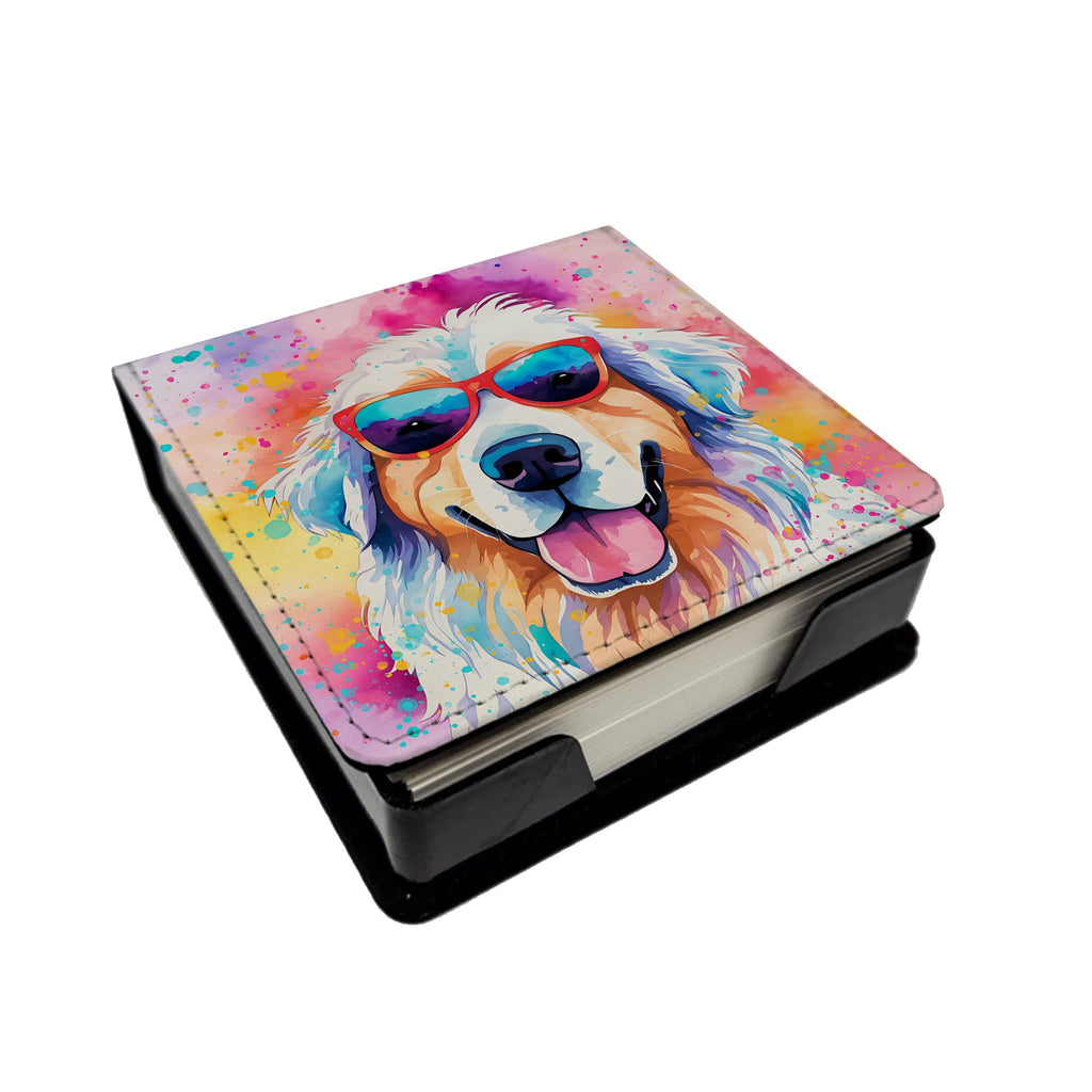 Great Pyrenees Hippie Dawg PU Leather Note Paper Holder with Artist-Designed Cover, Desk Accessory, Office Gift