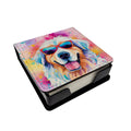 Great Pyrenees Hippie Dawg PU Leather Note Paper Holder with Artist-Designed Cover, Desk Accessory, Office Gift