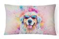 Great Pyrenees Hippie Dawg Decorative Throw Pillow 12x16 Indoor Outdoor Accent Cushion, Fabric Cover with Insert for Sofa, Bed, Porch & Living Room