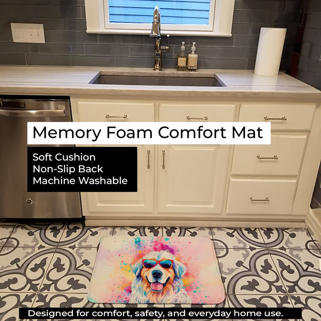 Great Pyrenees Hippie Dawg Memory Foam Kitchen Mat Machine Washable Anti-Fatigue Cushion Comfort Bath or Kitchen Rug