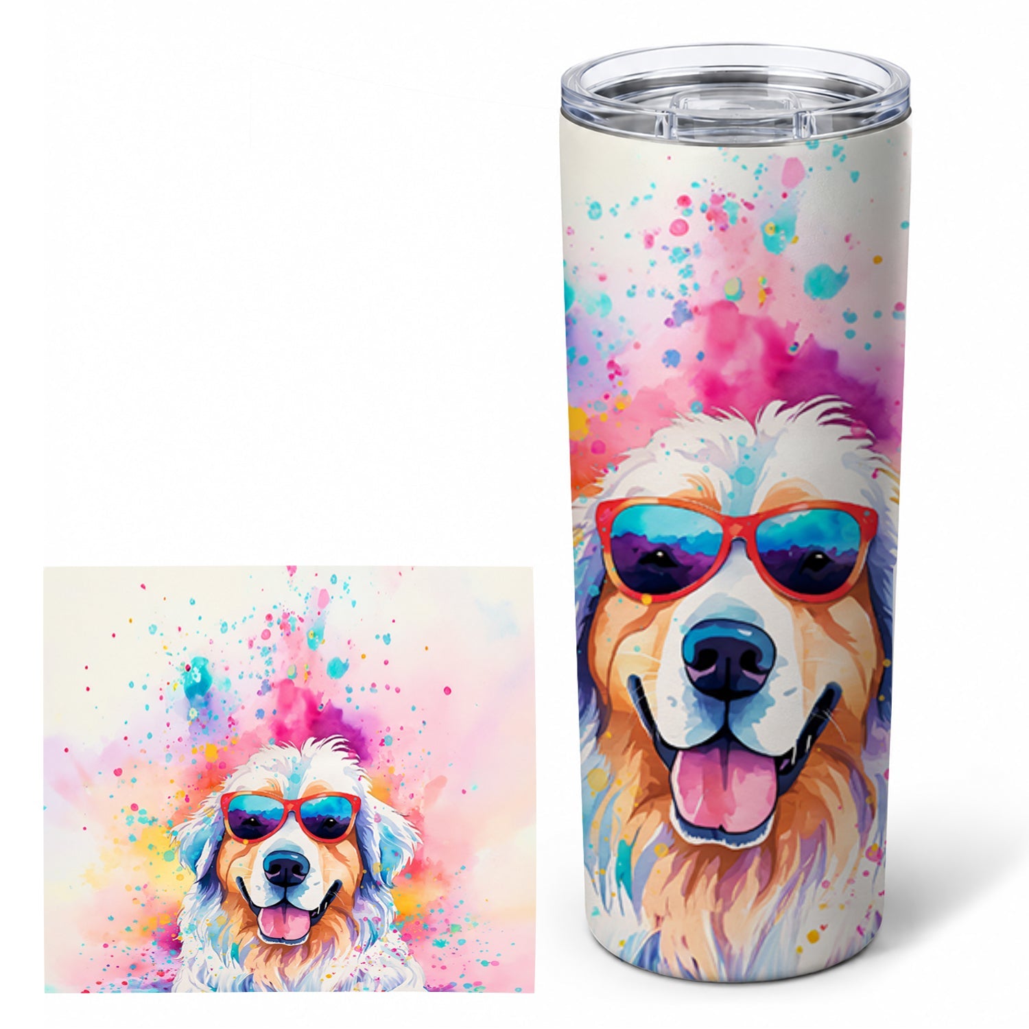 Great Pyrenees Hippie Dawg Stainless Steel Skinny Tumbler 20 oz Vacuum Double Walled Reusable Insulated Travel Cup