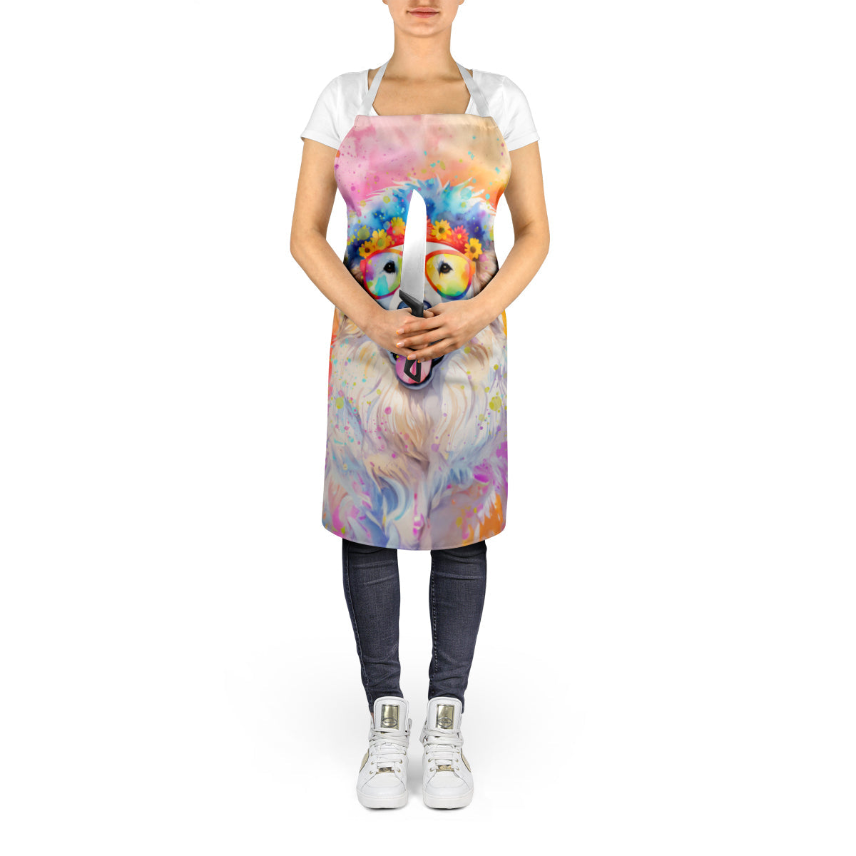 Great Pyrenees Hippie Dawg Apron Cooking Kitchen Server Baking Crafts Gardening for Adult Women Men, Unisex, Large, Multicolor