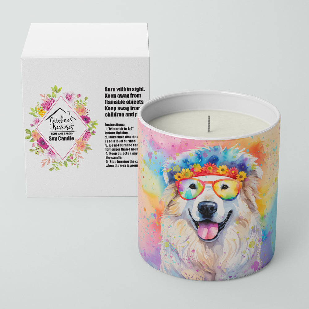 Great Pyrenees Hippie Dawg Decorative Soy Candle Nature Soy Wax Essential Oil Home Decor Ideal for Bedroom Kitchen Bath Office Gift, 10 oz