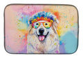 Great Pyrenees Hippie Dawg Dish Drying Mat Absorbent Dish Drying Mat Pad for Kitchen Counter Dish Drainer Mat for Countertop, 14 x 21", Multicolor