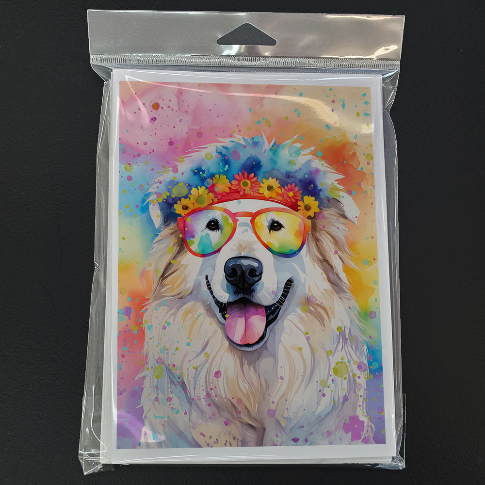 Great Pyrenees Hippie Dawg Greeting Cards Pack of 8 Blank Cards with Envelopes Whimsical A7 Size 5x7