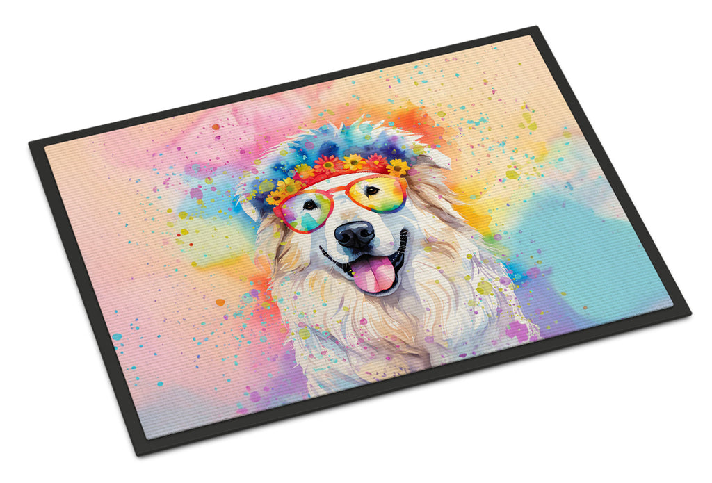 Great Pyrenees Hippie Dawg Doormat Indoor Outdoor 24H X 36W Front Door Mat Rugs for Entryway, Non Slip Washable Low Pile,