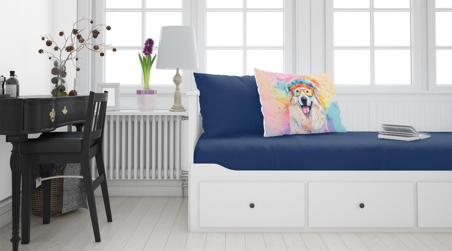 Great Pyrenees Hippie Dawg Standard Pillowcase Lightweight Super Soft Easy Care Decorative Artwork Pillowcase, Standard