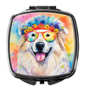 Great Pyrenees Hippie Dawg Compact Mirror Decorative Travel Makeup Mirror for Women Girls Gifts Pocket Makeup Mirror Folding Handheld