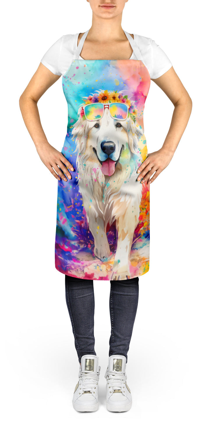 Great Pyrenees Hippie Dawg Apron Cooking Kitchen Server Baking Crafts Gardening for Adult Women Men, Unisex, Large, Multicolor