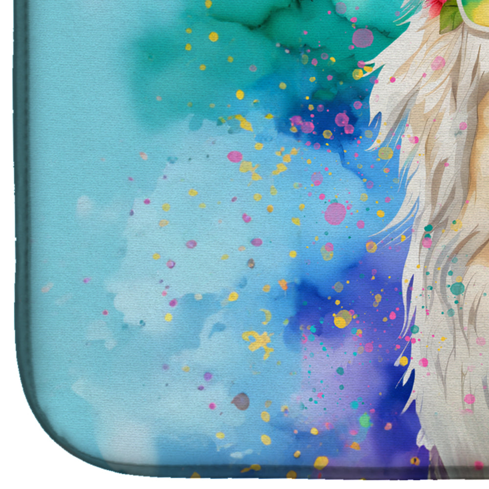 Great Pyrenees Hippie Dawg Dish Drying Mat Absorbent Dish Drying Mat Pad for Kitchen Counter Dish Drainer Mat for Countertop, 14 x 21", Multicolor