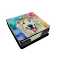 Great Pyrenees Hippie Dawg PU Leather Note Paper Holder with Artist-Designed Cover, Desk Accessory, Office Gift