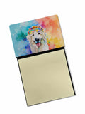 Great Pyrenees Hippie Dawg Watercolor Sticky Note Holder Refillable Dispenser Desk Accessory 3x3 Pad Gift