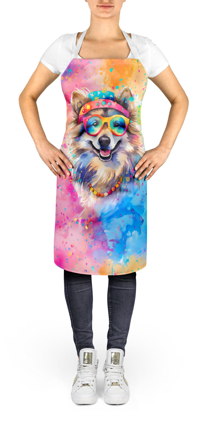 Keeshond Hippie Dawg Apron Cooking Kitchen Server Baking Crafts Gardening for Adult Women Men, Unisex, Large, Multicolor