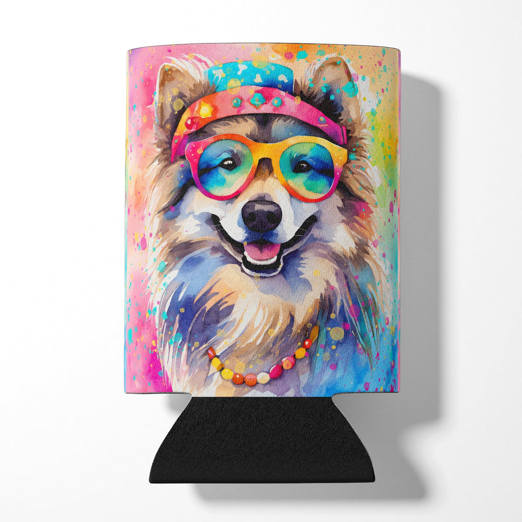 Keeshond Hippie Dawg Can or Bottle Hugger Cooler Sleeve for Standard 12 oz Cans, Insulated Foam Beer & Soda Can Hugger Reusable
