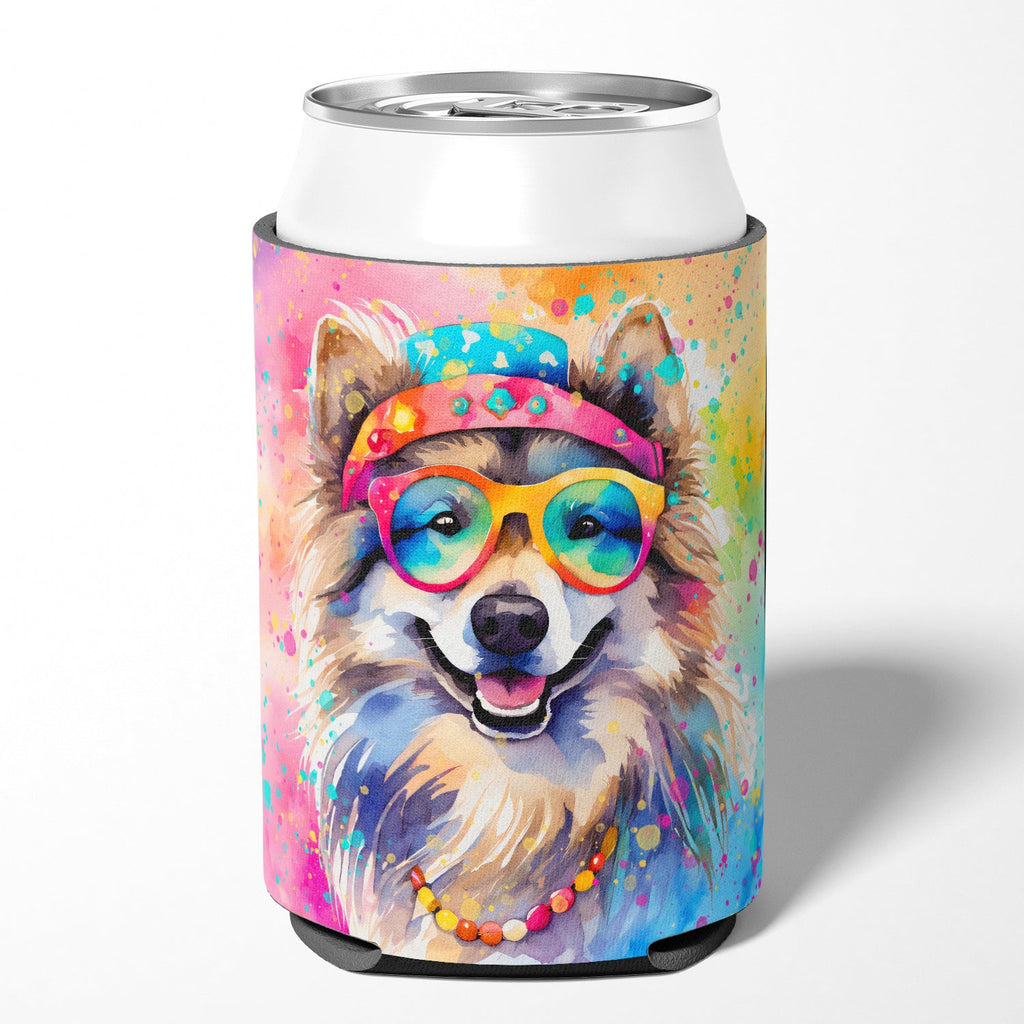 Keeshond Hippie Dawg Can or Bottle Hugger Cooler Sleeve for Standard 12 oz Cans, Insulated Foam Beer & Soda Can Hugger Reusable