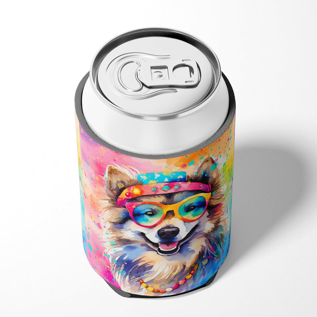 Keeshond Hippie Dawg Can or Bottle Hugger Cooler Sleeve for Standard 12 oz Cans, Insulated Foam Beer & Soda Can Hugger Reusable