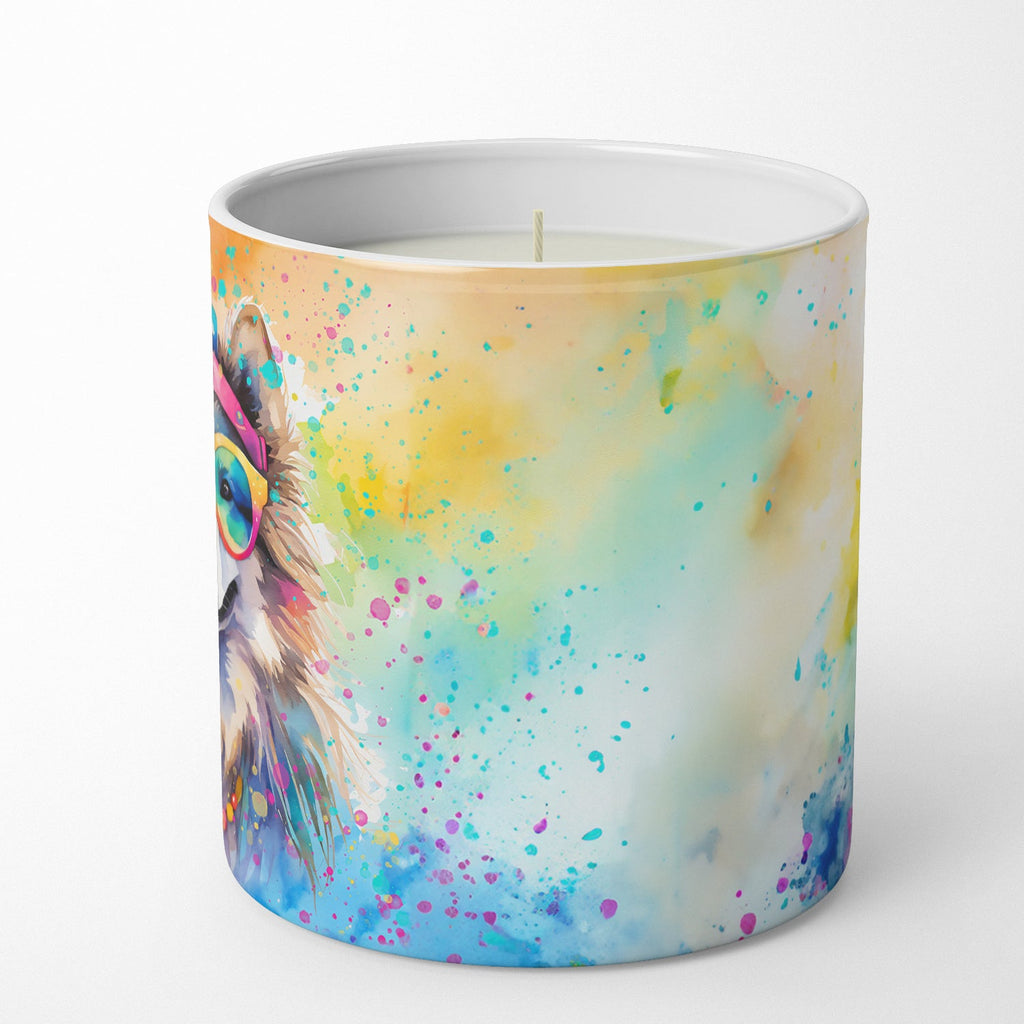 Keeshond Hippie Dawg Decorative Soy Candle Nature Soy Wax Essential Oil Home Decor Ideal for Bedroom Kitchen Bath Office Gift, 10 oz