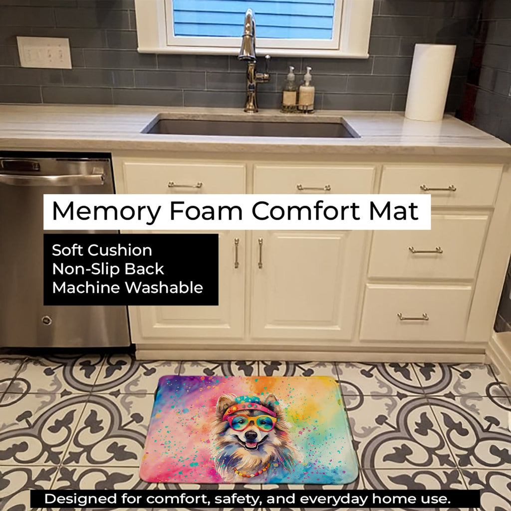 Keeshond Hippie Dawg Memory Foam Kitchen Mat Machine Washable Anti-Fatigue Cushion Comfort Bath or Kitchen Rug