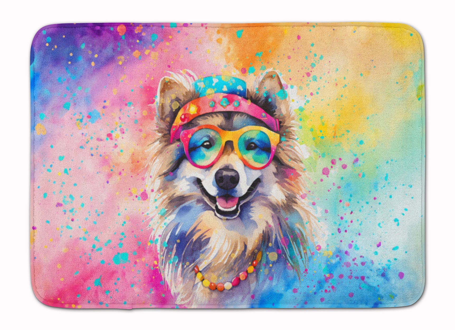 Keeshond Hippie Dawg Memory Foam Kitchen Mat Machine Washable Anti-Fatigue Cushion Comfort Bath or Kitchen Rug