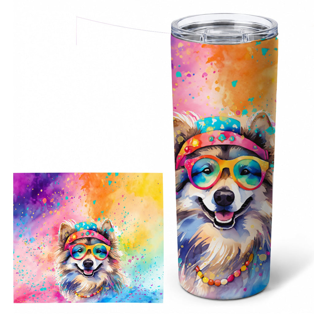 Keeshond Hippie Dawg Stainless Steel Skinny Tumbler 20 oz Vacuum Double Walled Reusable Insulated Travel Cup