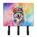 Keeshond Hippie Dawg Leash or Key Holder Wall Hooks, Coat Rack Wall Mount, for Hanging Keys, Towels, Aprons, Leashes