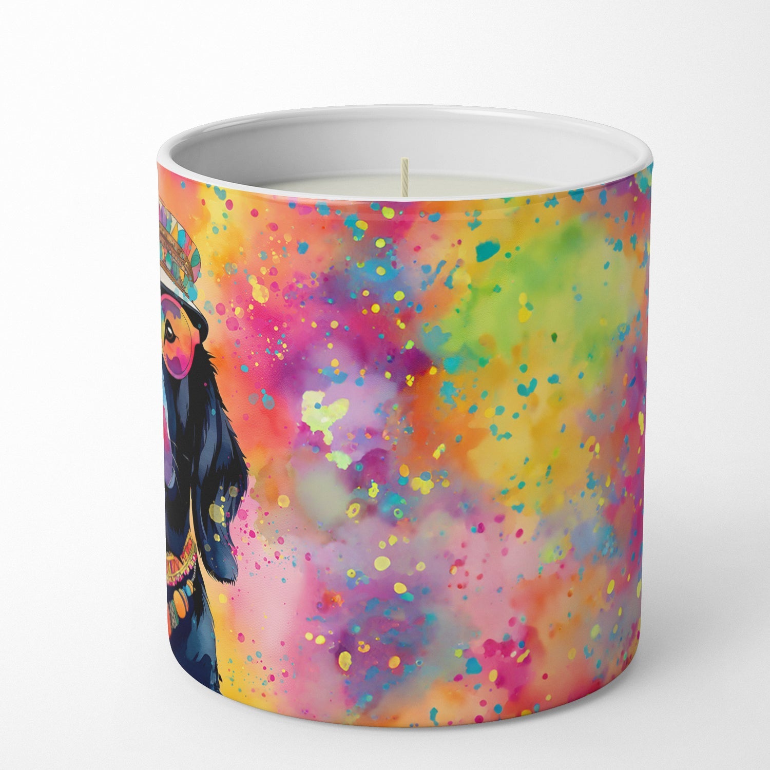 Black Labrador Hippie Dawg Decorative Soy Candle Nature Soy Wax Essential Oil Home Decor Ideal for Bedroom Kitchen Bath Office Gift, 10 oz