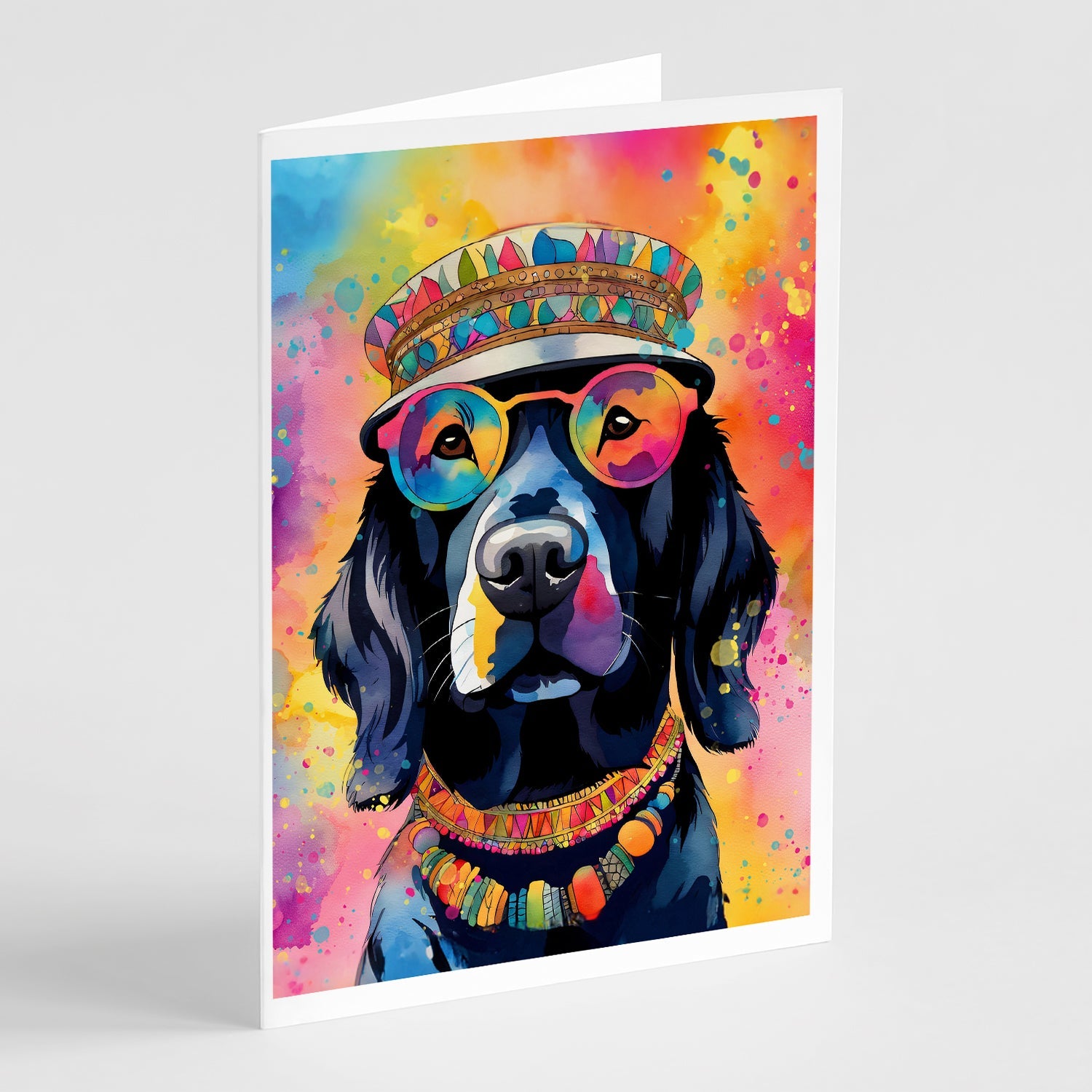 Black Labrador Hippie Dawg Greeting Cards Pack of 8 Blank Cards with Envelopes Whimsical A7 Size 5x7