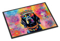 Black Labrador Hippie Dawg Doormat Indoor Outdoor 24H X 36W Front Door Mat Rugs for Entryway, Non Slip Washable Low Pile,
