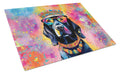 Black Labrador Hippie Dawg Cutting Board Tempered Glass Kitchen Cutting Surface, Heat Resistant Chopping, Non-Slip Feet, Food Prep & Serving