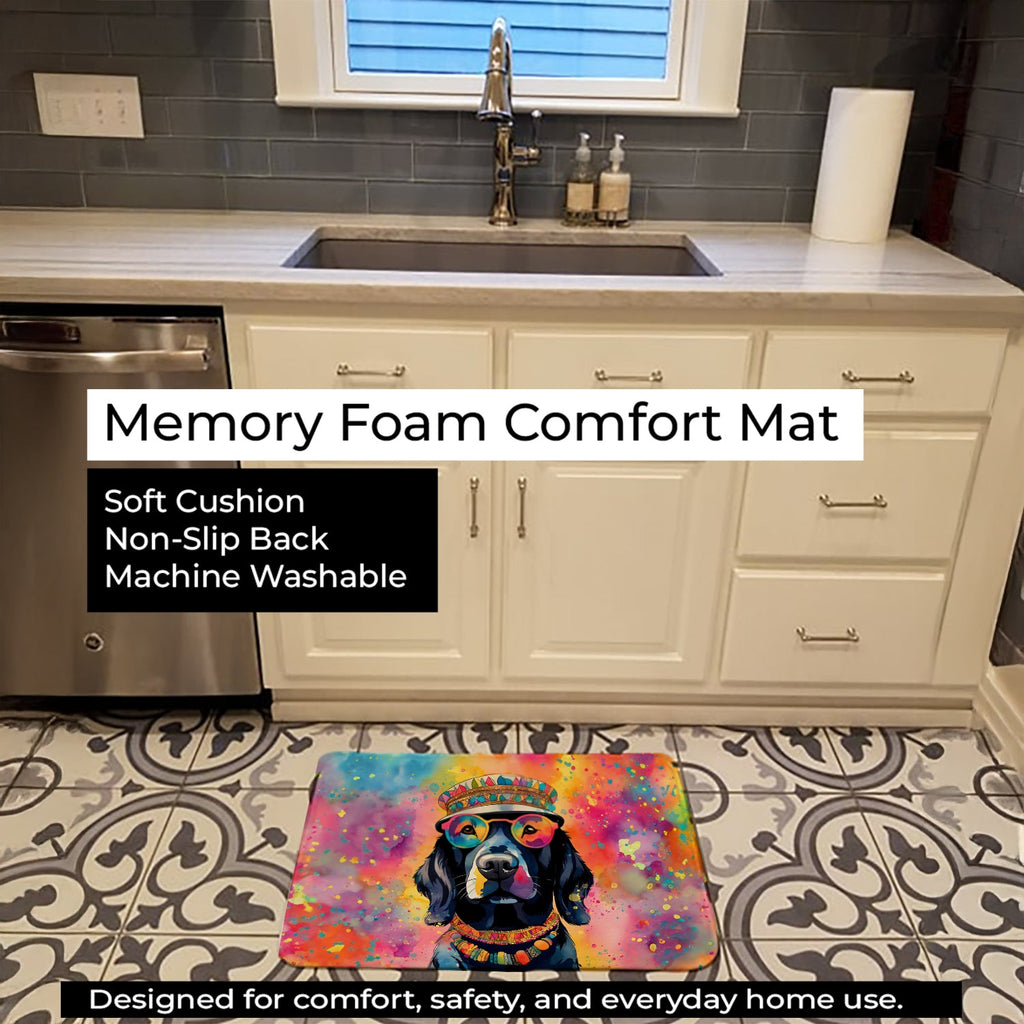 Black Labrador Hippie Dawg Memory Foam Kitchen Mat Machine Washable Anti-Fatigue Cushion Comfort Bath or Kitchen Rug