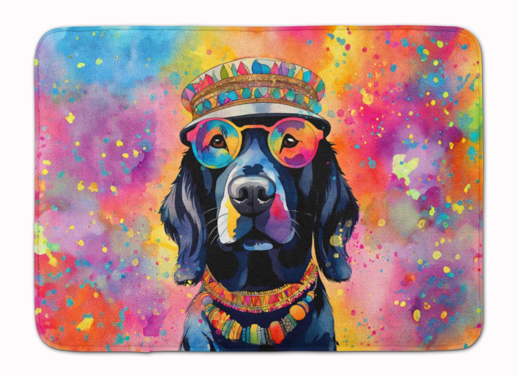Black Labrador Hippie Dawg Memory Foam Kitchen Mat Machine Washable Anti-Fatigue Cushion Comfort Bath or Kitchen Rug