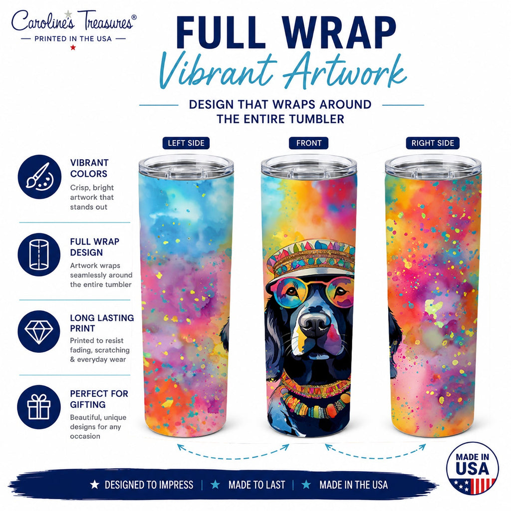 Black Labrador Hippie Dawg Stainless Steel Skinny Tumbler 20 oz Vacuum Double Walled Reusable Insulated Travel Cup