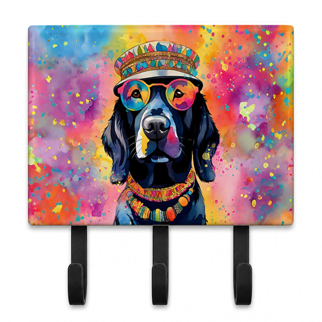 Black Labrador Hippie Dawg Leash or Key Holder Wall Hooks, Coat Rack Wall Mount, for Hanging Keys, Towels, Aprons, Leashes