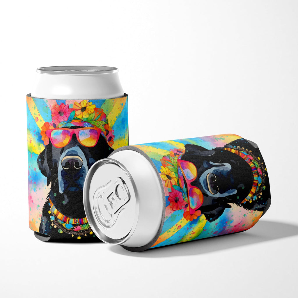 Black Labrador Hippie Dawg Can or Bottle Hugger Cooler Sleeve for Standard 12 oz Cans, Insulated Foam Beer & Soda Can Hugger Reusable