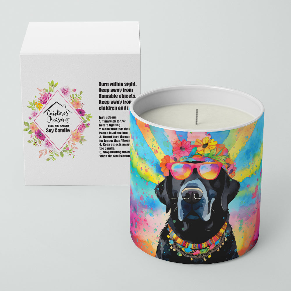 Black Labrador Hippie Dawg Decorative Soy Candle Nature Soy Wax Essential Oil Home Decor Ideal for Bedroom Kitchen Bath Office Gift, 10 oz