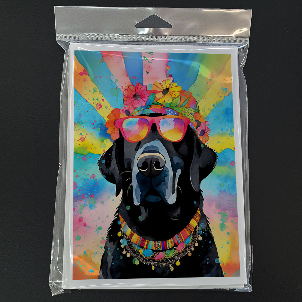 Black Labrador Hippie Dawg Greeting Cards Pack of 8 Blank Cards with Envelopes Whimsical A7 Size 5x7