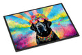 Black Labrador Hippie Dawg Doormat Indoor Outdoor 24H X 36W Front Door Mat Rugs for Entryway, Non Slip Washable Low Pile,