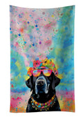 Black Labrador Hippie Dawg Kitchen Towel Velour Plush Front and Cotton Loop Back Machine Washable