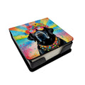 Black Labrador Hippie Dawg PU Leather Note Paper Holder with Artist-Designed Cover, Desk Accessory, Office Gift