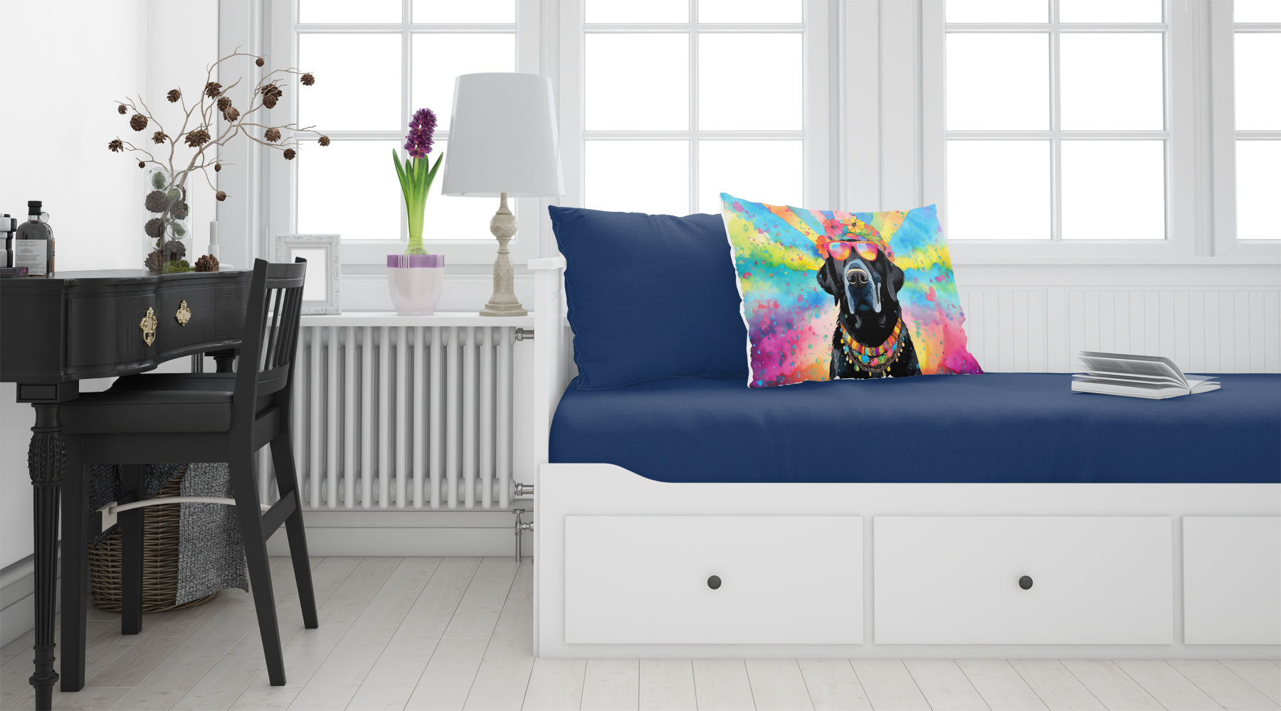 Black Labrador Hippie Dawg Standard Pillowcase Lightweight Super Soft Easy Care Decorative Artwork Pillowcase, Standard