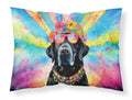 Black Labrador Hippie Dawg Standard Pillowcase Lightweight Super Soft Easy Care Decorative Artwork Pillowcase, Standard