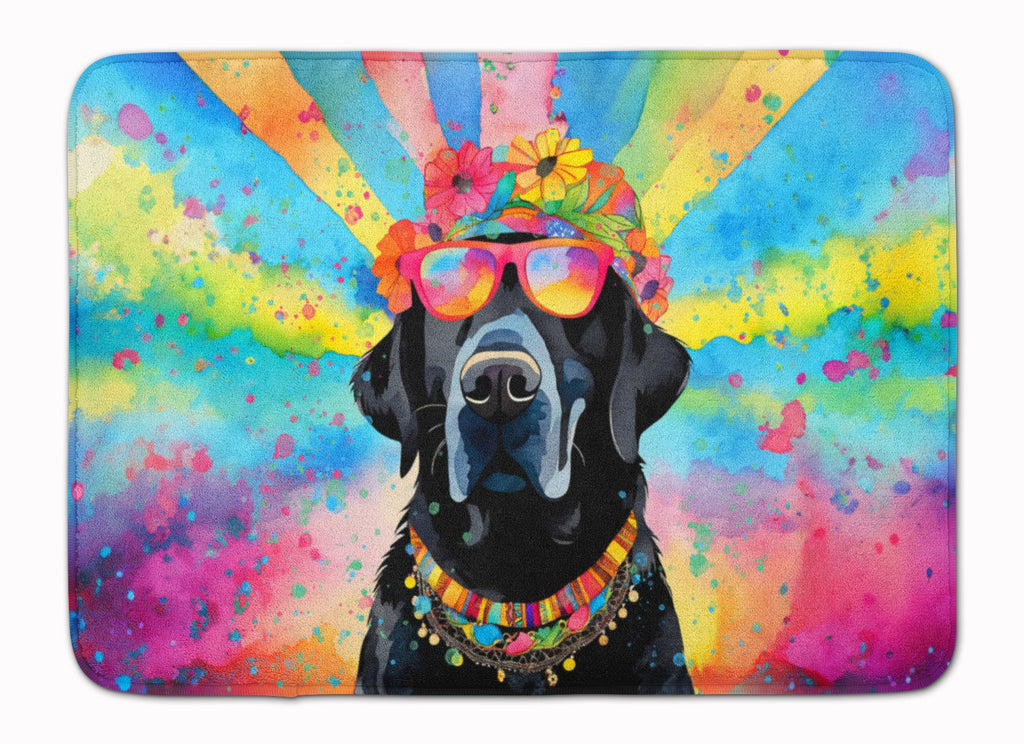 Black Labrador Hippie Dawg Memory Foam Kitchen Mat Machine Washable Anti-Fatigue Cushion Comfort Bath or Kitchen Rug