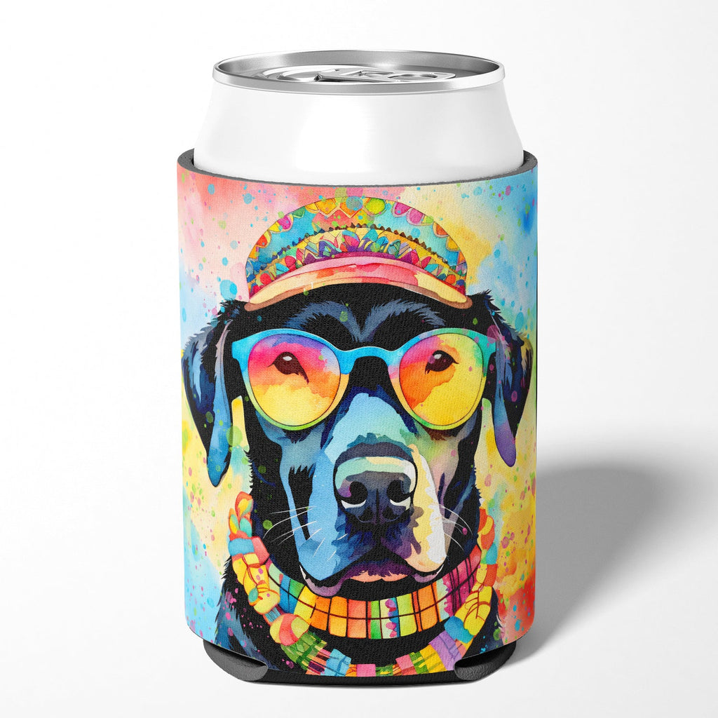 Black Labrador Hippie Dawg Can or Bottle Hugger Cooler Sleeve for Standard 12 oz Cans, Insulated Foam Beer & Soda Can Hugger Reusable