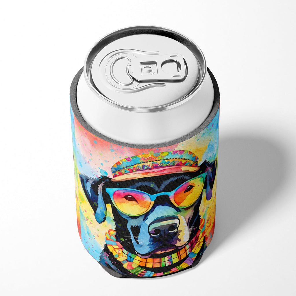 Black Labrador Hippie Dawg Can or Bottle Hugger Cooler Sleeve for Standard 12 oz Cans, Insulated Foam Beer & Soda Can Hugger Reusable