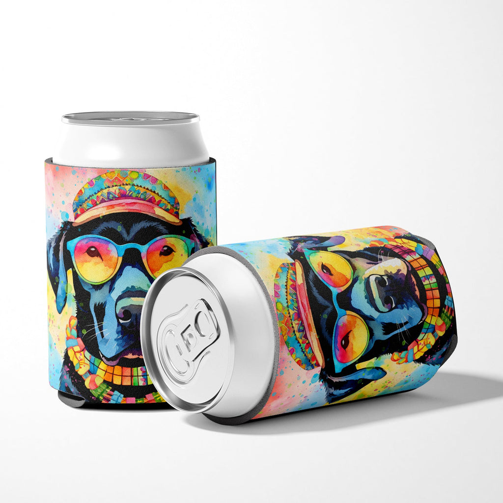Black Labrador Hippie Dawg Can or Bottle Hugger Cooler Sleeve for Standard 12 oz Cans, Insulated Foam Beer & Soda Can Hugger Reusable