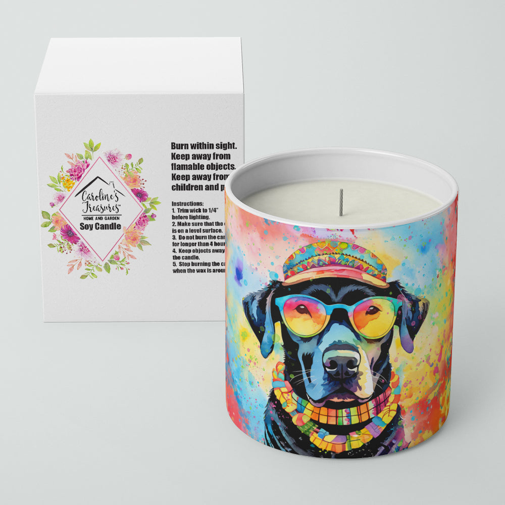 Black Labrador Hippie Dawg Decorative Soy Candle Nature Soy Wax Essential Oil Home Decor Ideal for Bedroom Kitchen Bath Office Gift, 10 oz