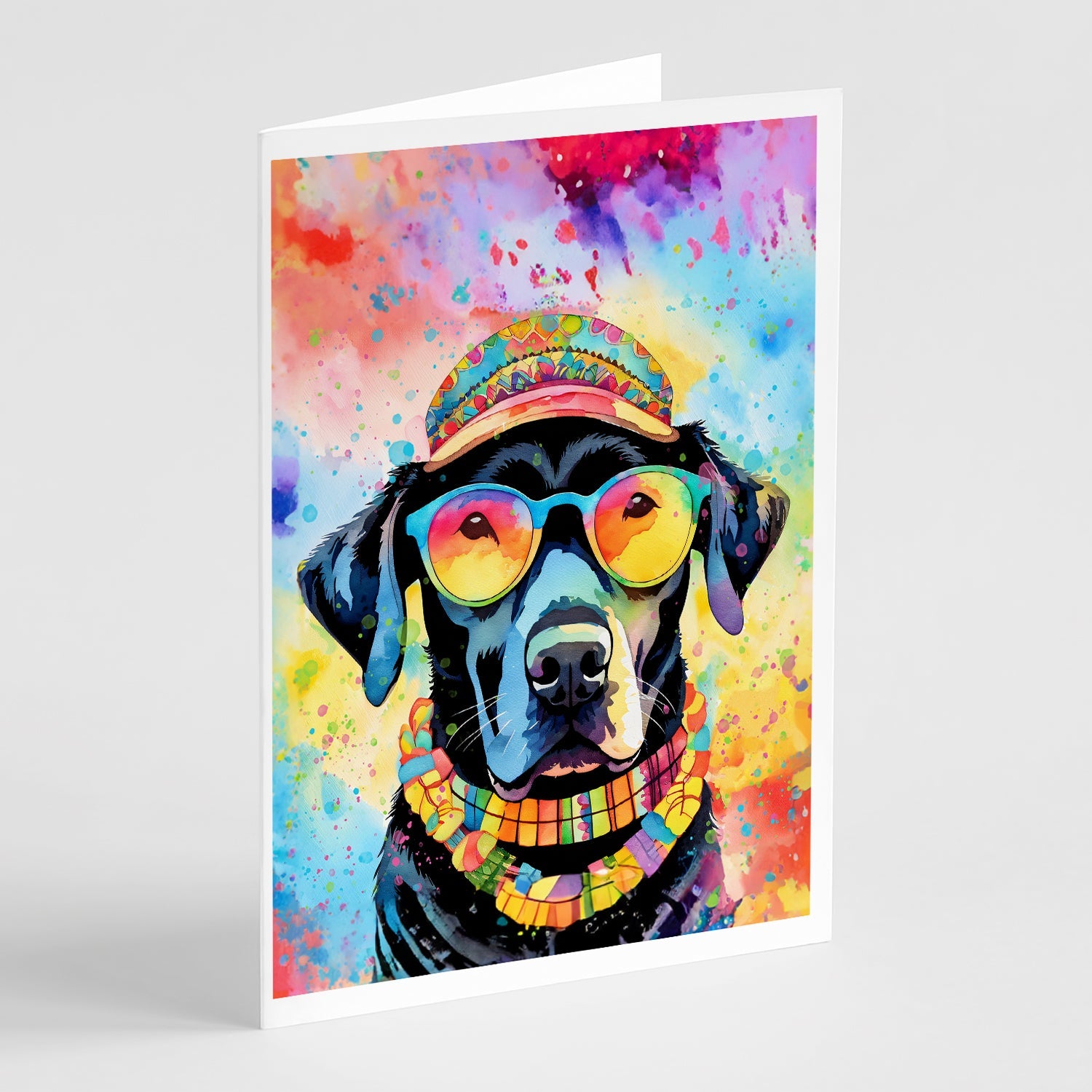 Black Labrador Hippie Dawg Greeting Cards Pack of 8 Blank Cards with Envelopes Whimsical A7 Size 5x7