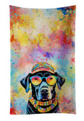 Black Labrador Hippie Dawg Kitchen Towel Velour Plush Front and Cotton Loop Back Machine Washable
