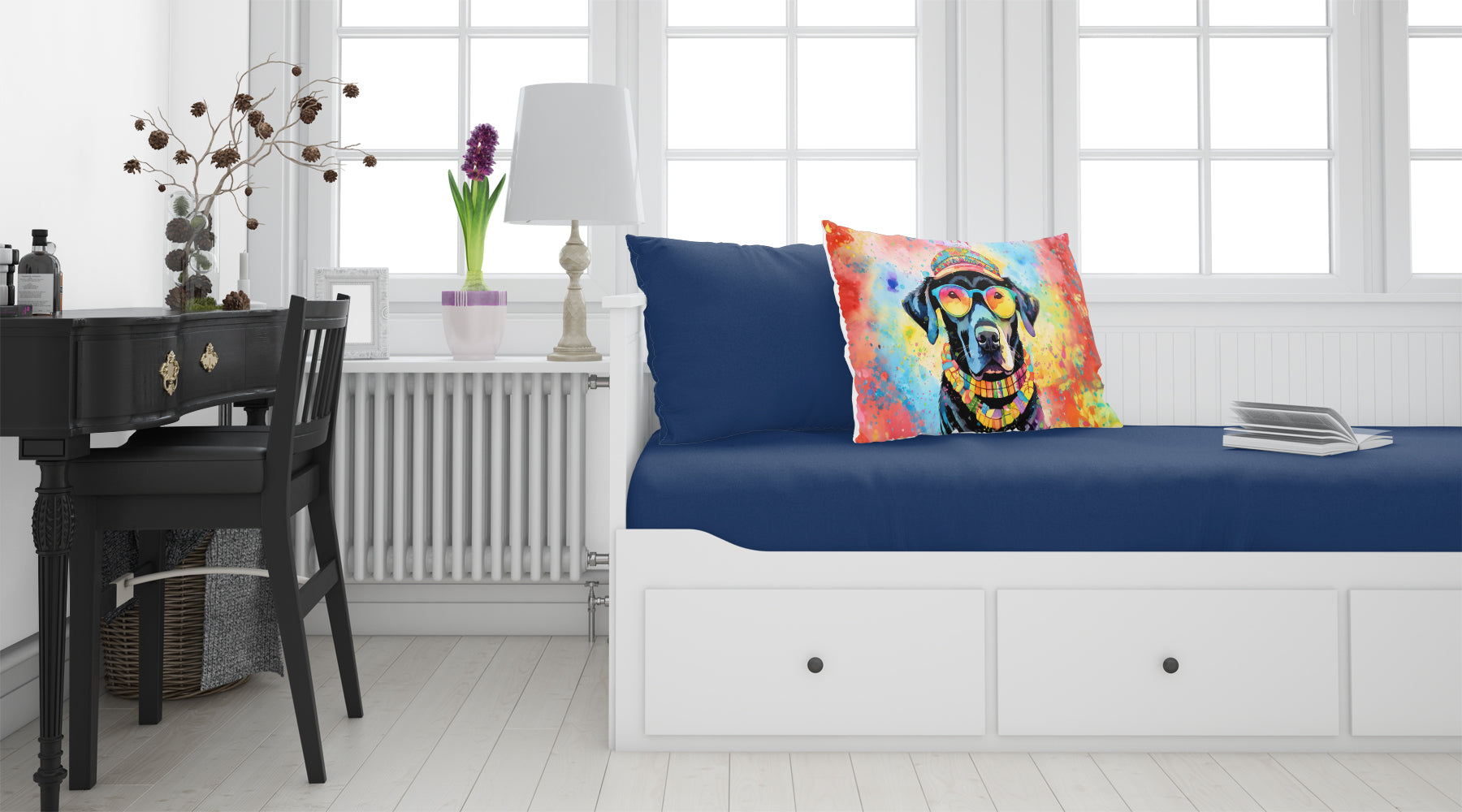 Black Labrador Hippie Dawg Standard Pillowcase Lightweight Super Soft Easy Care Decorative Artwork Pillowcase, Standard